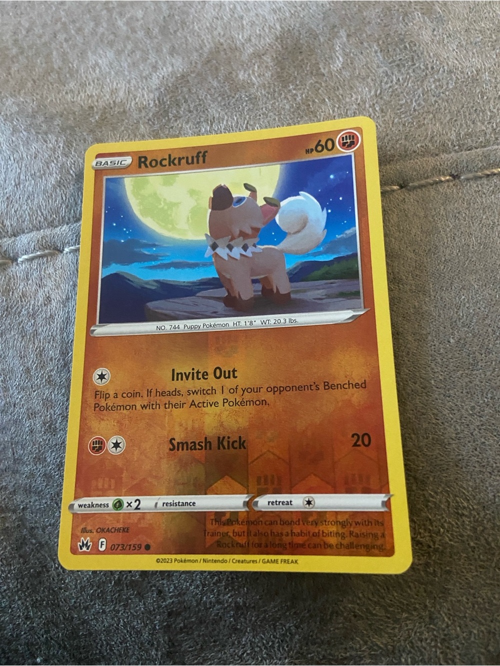 Rockruff (Card Number 073/159) Rev holo Sword & Shield: Crown Zenith